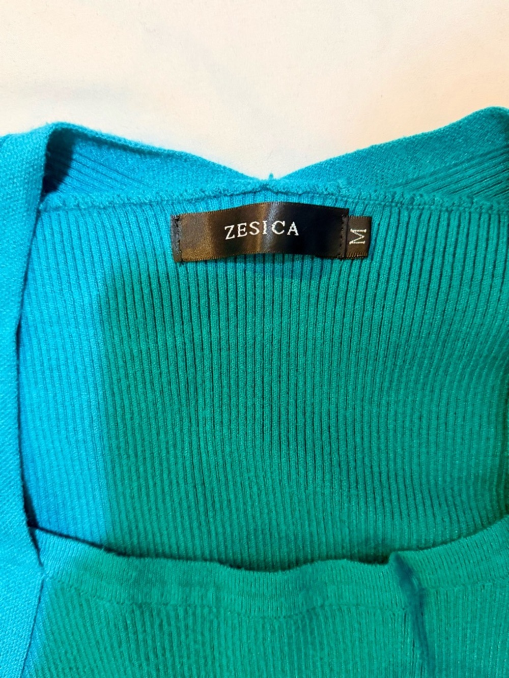 Zesica Midi Length Teal Ribbed Knit Figure Flattering Dress in Size M - Picture 4 of 4